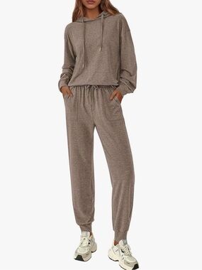 PrettyGarden 2 Piece Lounge Set Hoodie Sweatshirt Joggers